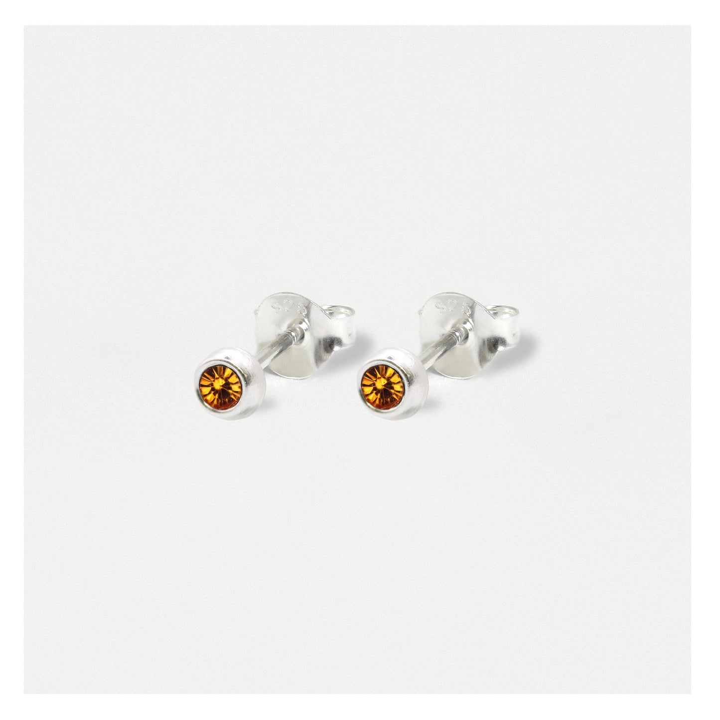 Silver Radiant Birthstone Ear Studs - 4mm