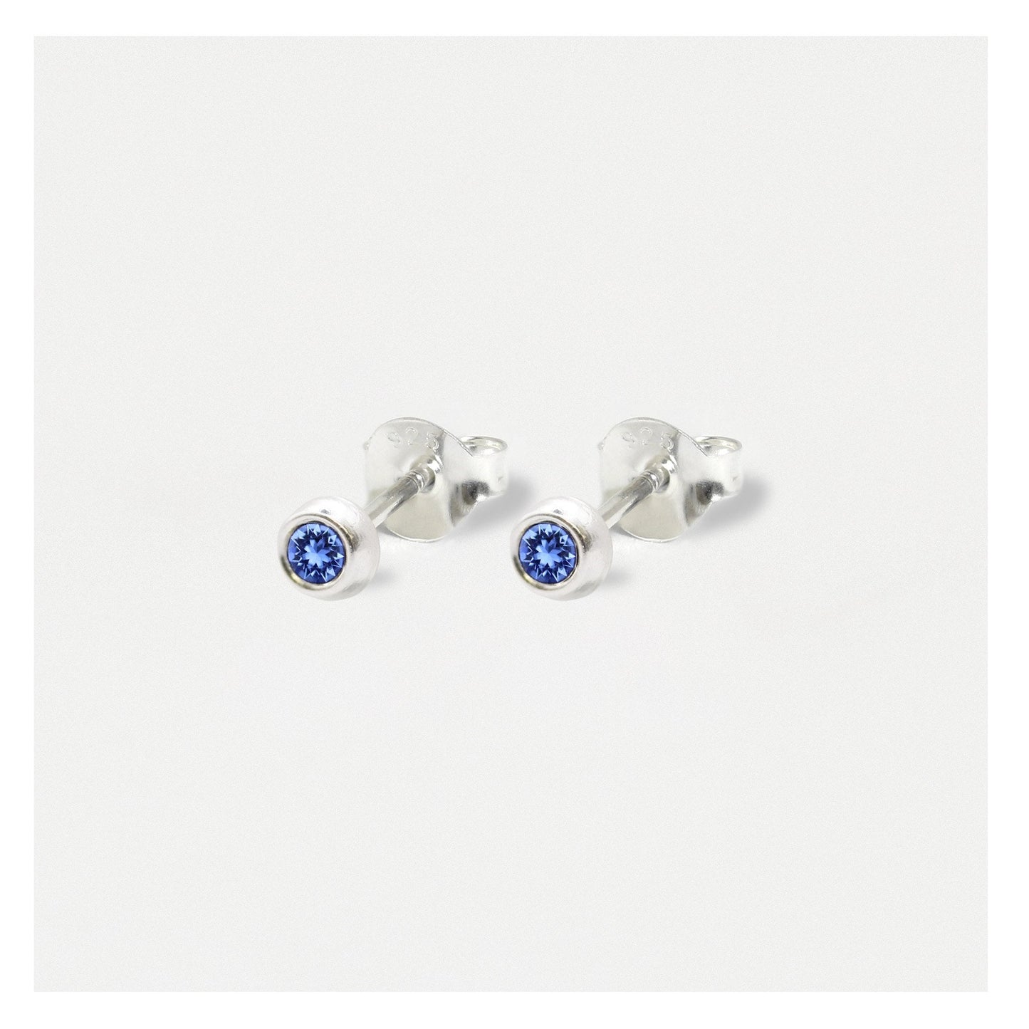 Silver Radiant Birthstone Ear Studs - 4mm