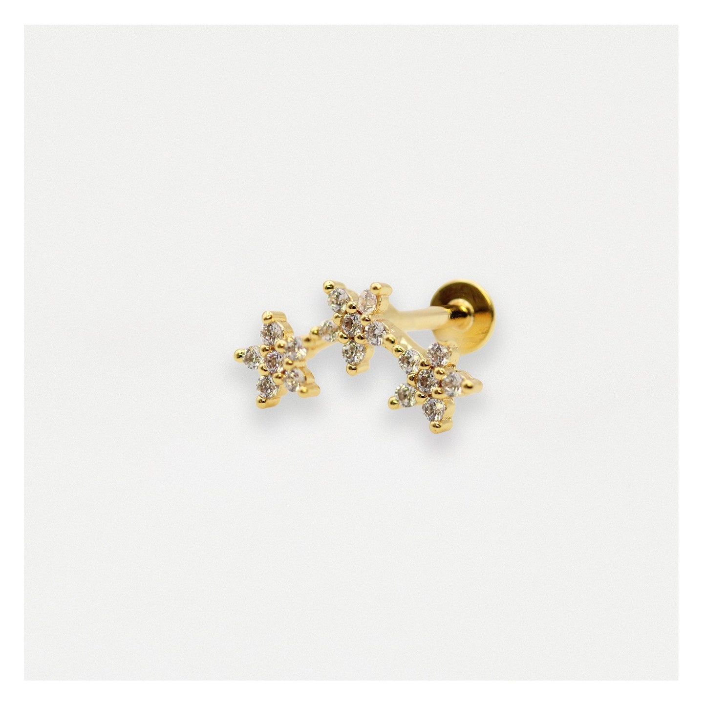 Gold PVD Steel Triple Bloom labret