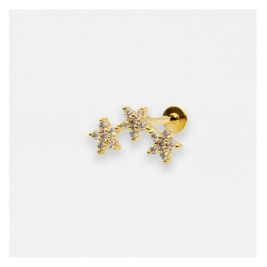 Gold PVD Steel Triple Bloom labret