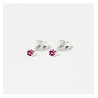 Silver Radiant Birthstone Ear Studs - 4mm