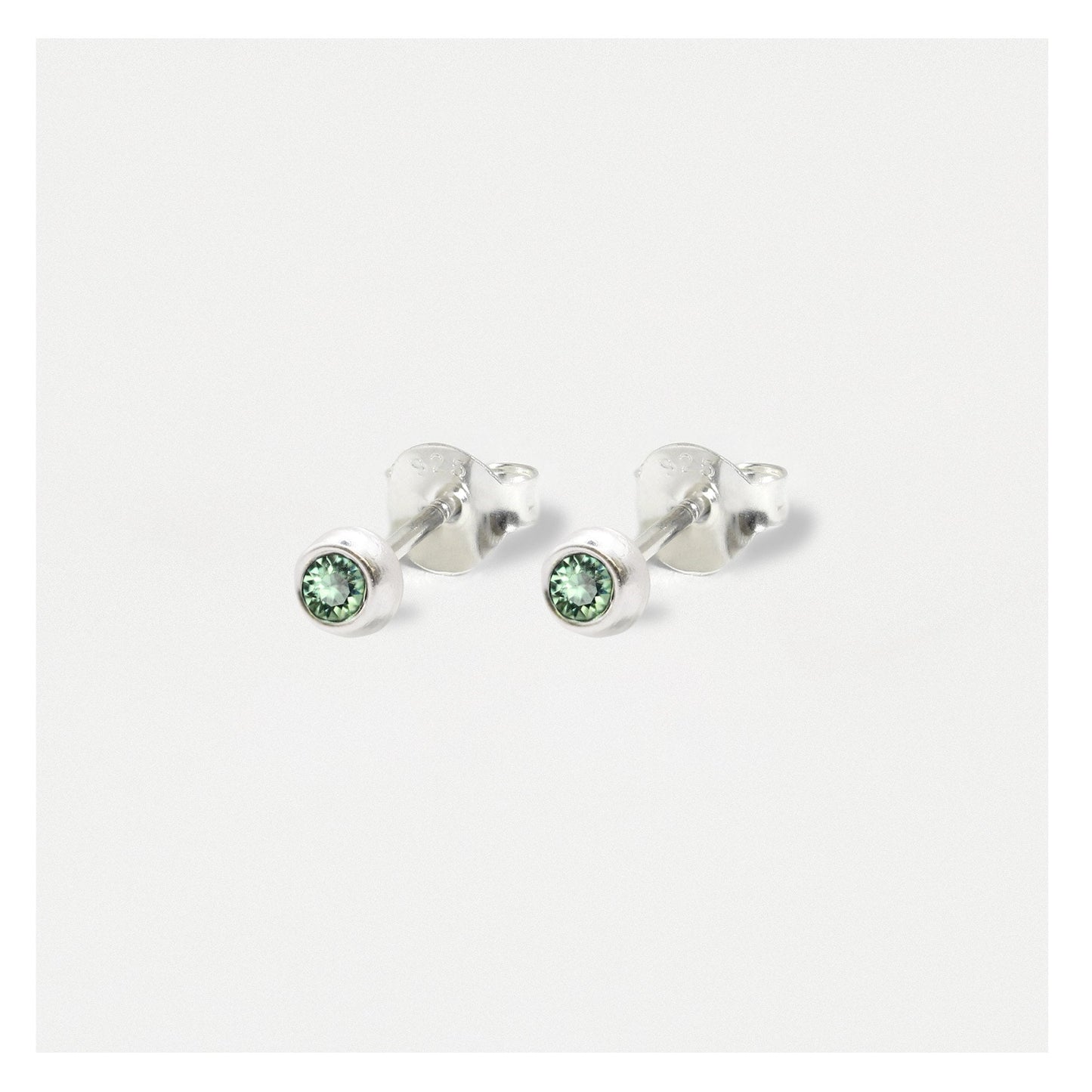 Silver Radiant Birthstone Ear Studs - 4mm