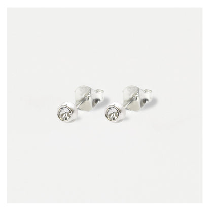 Silver Radiant Birthstone Ear Studs - 4mm