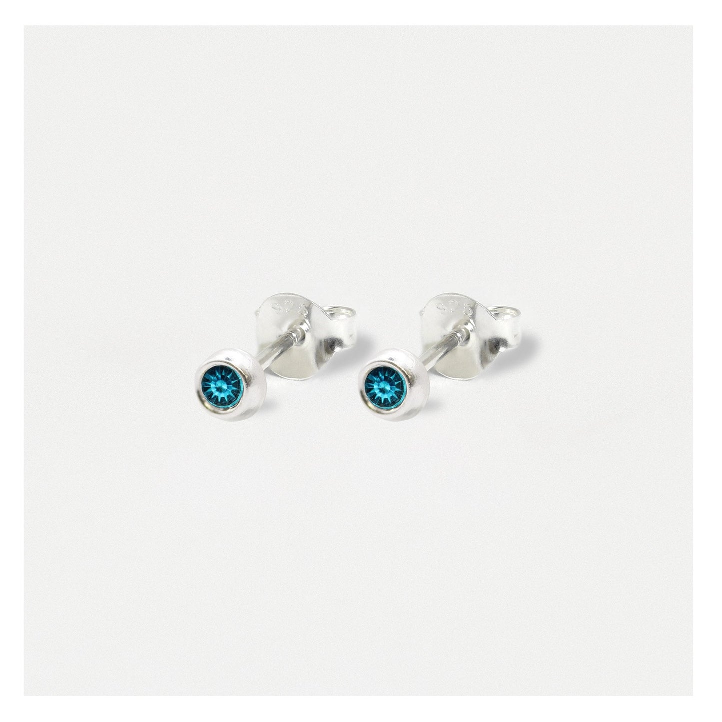 Silver Radiant Birthstone Ear Studs - 4mm