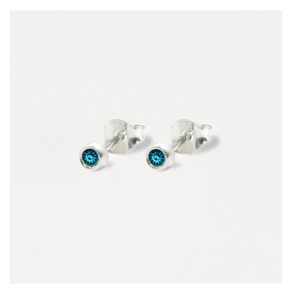 Silver Radiant Birthstone Ear Studs - 4mm