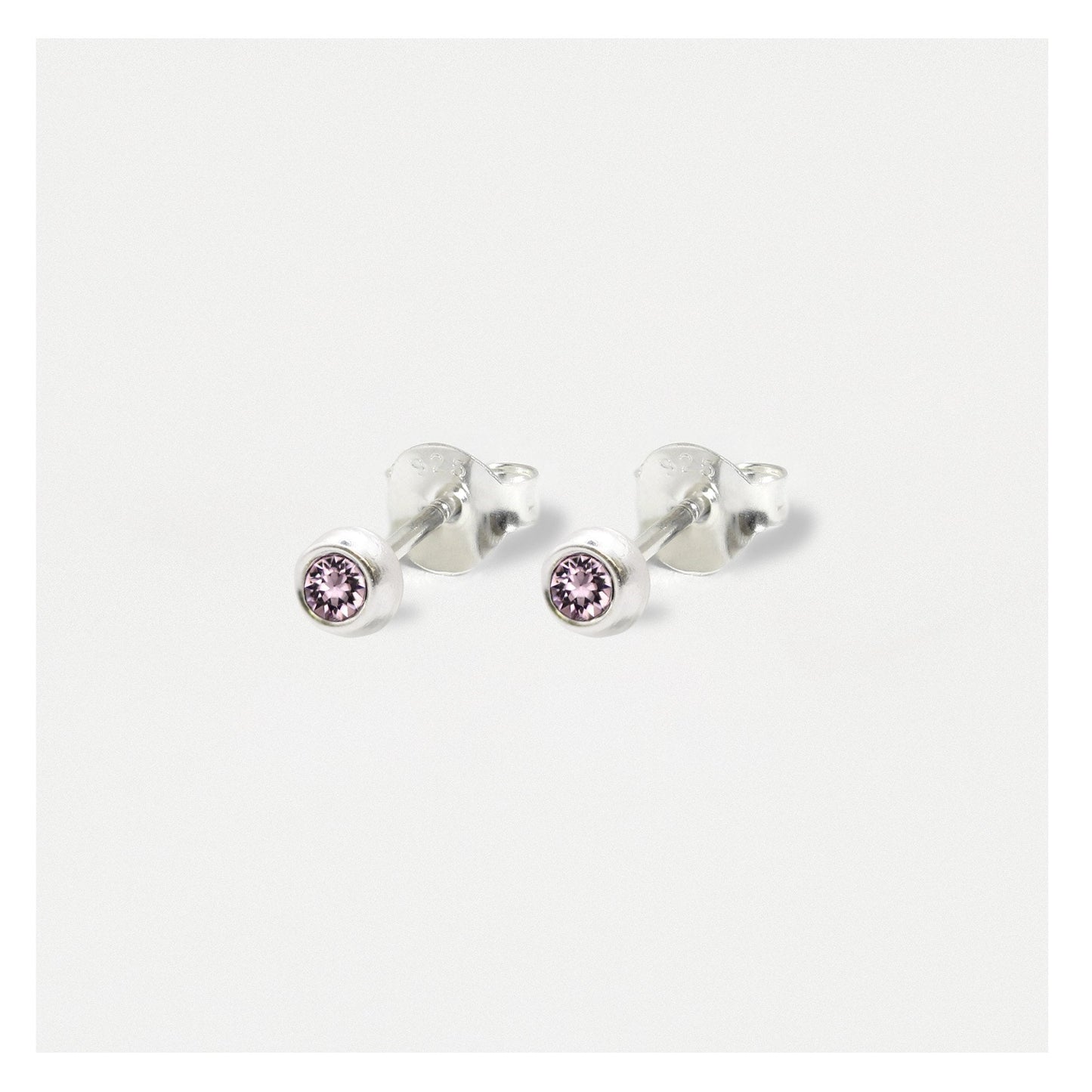 Silver Radiant Birthstone Ear Studs - 4mm