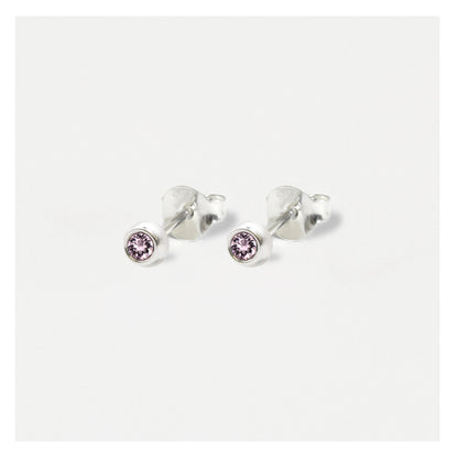 Silver Radiant Birthstone Ear Studs - 4mm