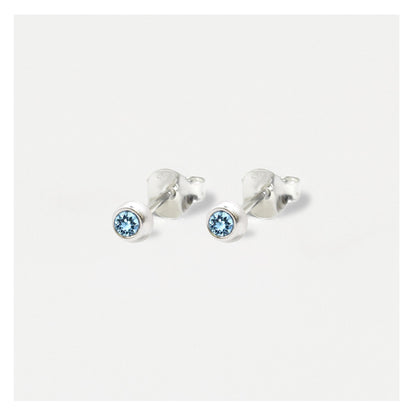 Silver Radiant Birthstone Ear Studs - 4mm