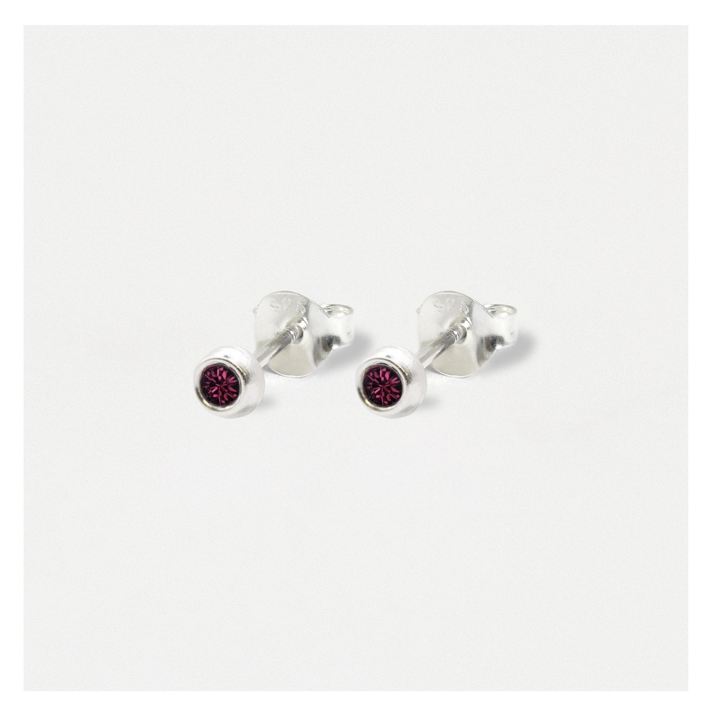 Silver Radiant Birthstone Ear Studs - 4mm