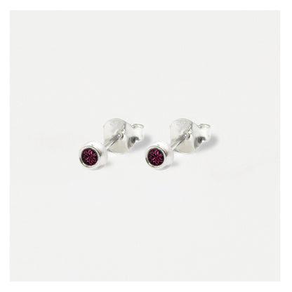 Silver Radiant Birthstone Ear Studs - 4mm
