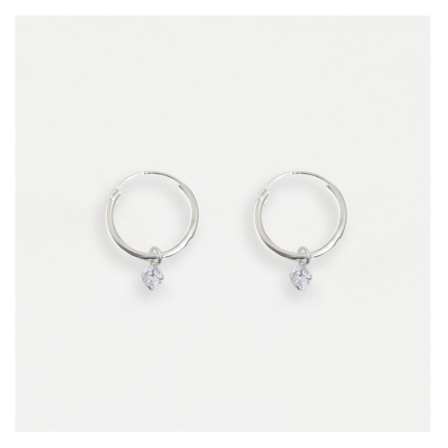 Silver Crystalle Charm Hoop Earrings - 12mm