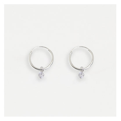Silver Crystalle Charm Hoop Earrings - 12mm