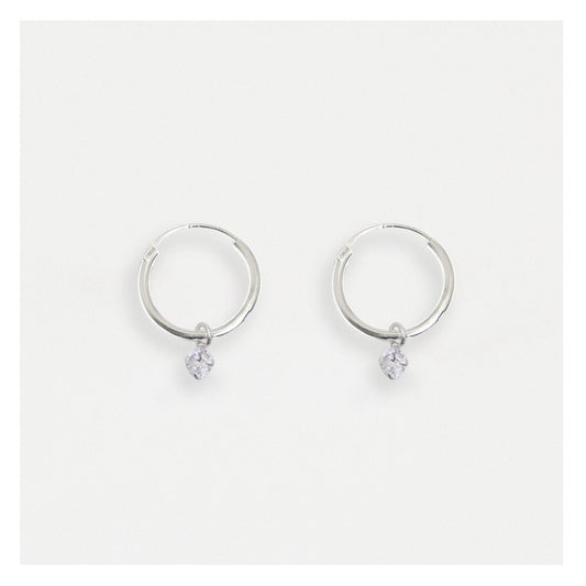 Silver Crystalle Charm Hoop Earrings - 12mm