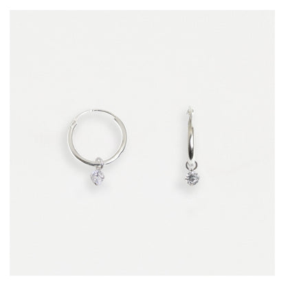 Silver Crystalle Charm Hoop Earrings - 12mm