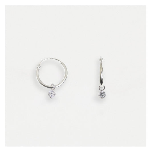 Silver Crystalle Charm Hoop Earrings - 12mm