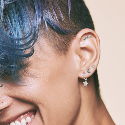 Steel Crystal Curve Labret - Internally Threaded