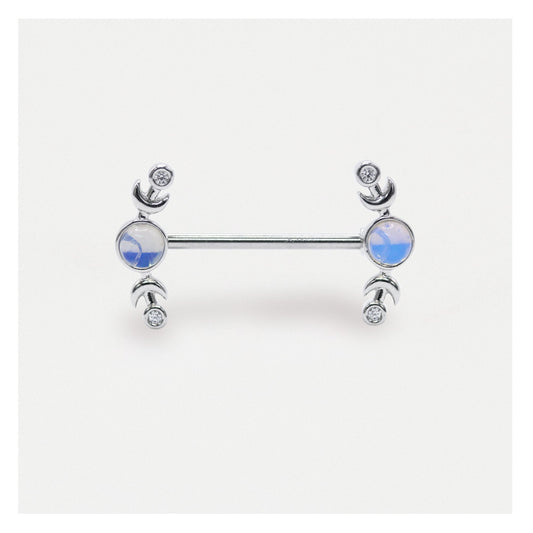 Steel Moonstone Crescents Steel Nipple Bar