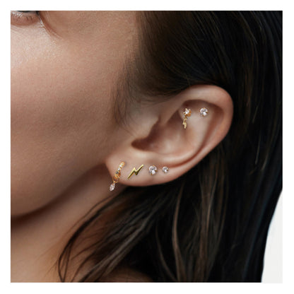 Gold PVD Steel Lightning Strike Dangly Labret