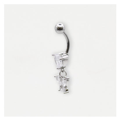 Steel Navel Bar with a Butterfly Heart