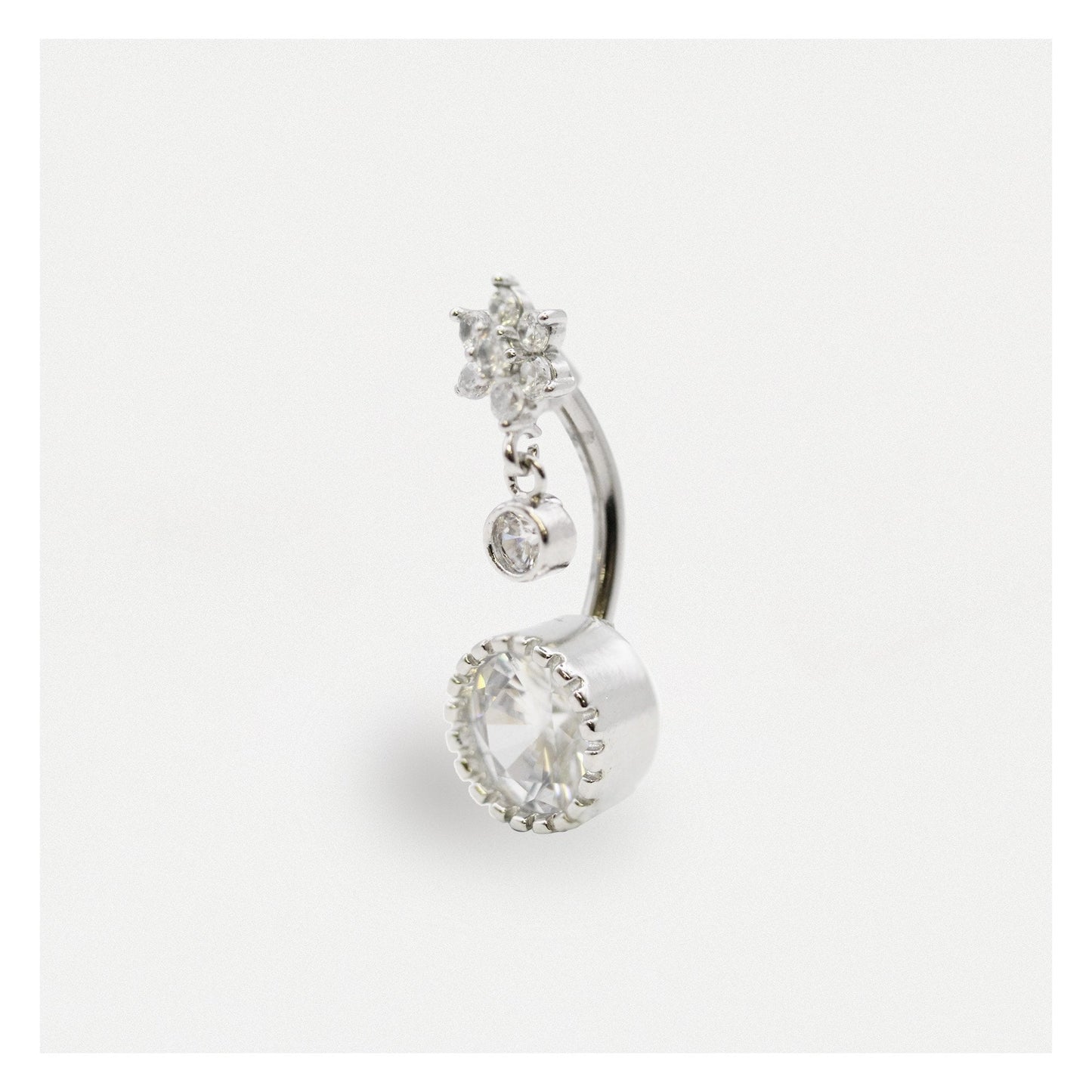 Steel Floral Fantasy Navel Bar