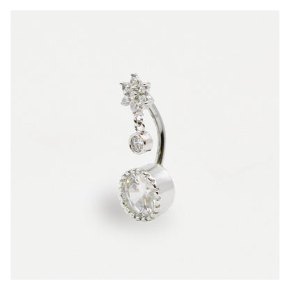 Steel Floral Fantasy Navel Bar