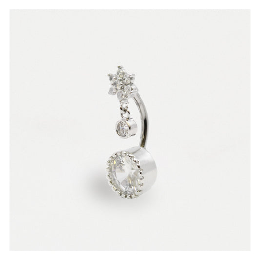 Steel Floral Fantasy Navel Bar