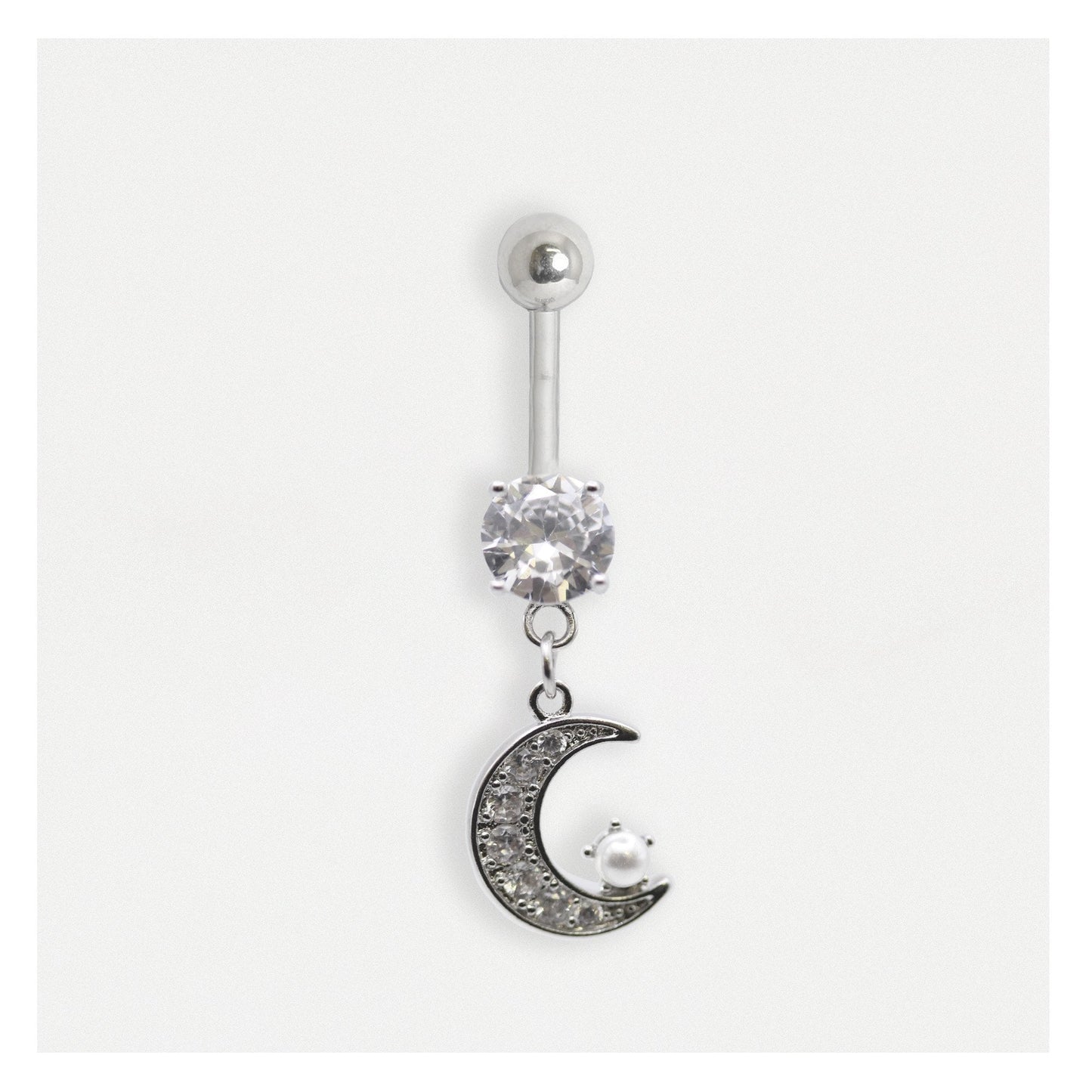 Steel Belly Bar with a Moonlit Pearl