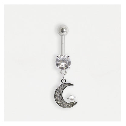 Steel Belly Bar with a Moonlit Pearl