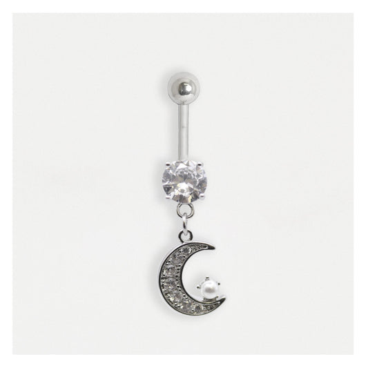 Steel Belly Bar with a Moonlit Pearl