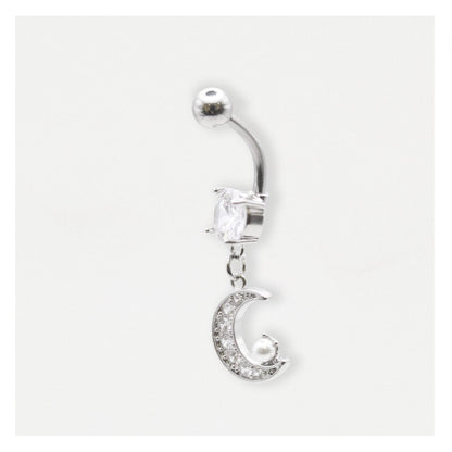Steel Belly Bar with a Moonlit Pearl