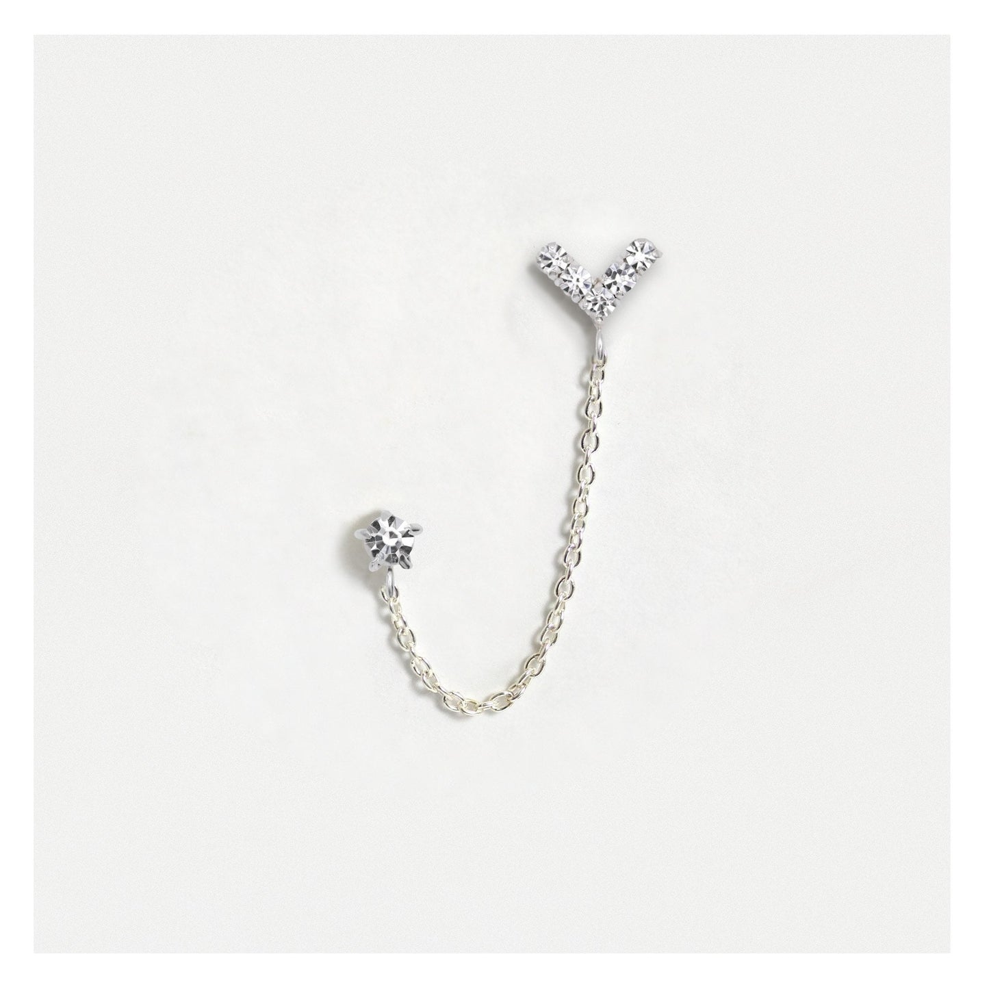 Silver V Dazzle Earring