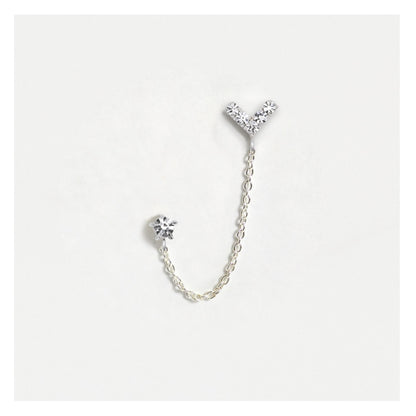 Silver V Dazzle Earring