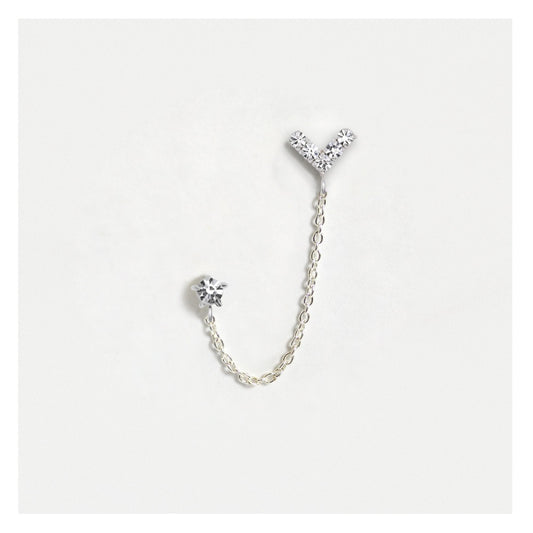 Silver V Dazzle Earring