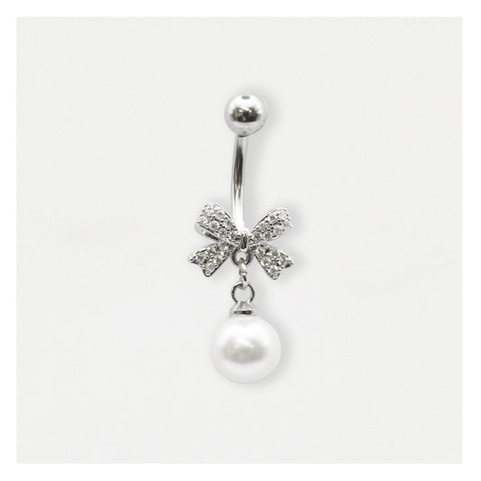 Steel Navel Bar with a Darling Bow
