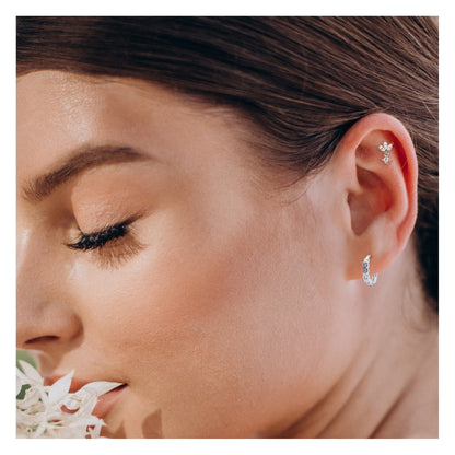Silver Gentle Rose Hoops - 8mm