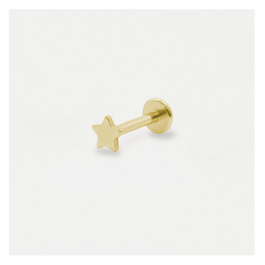 Gold PVD Steel Star Labret - Internally Threaded