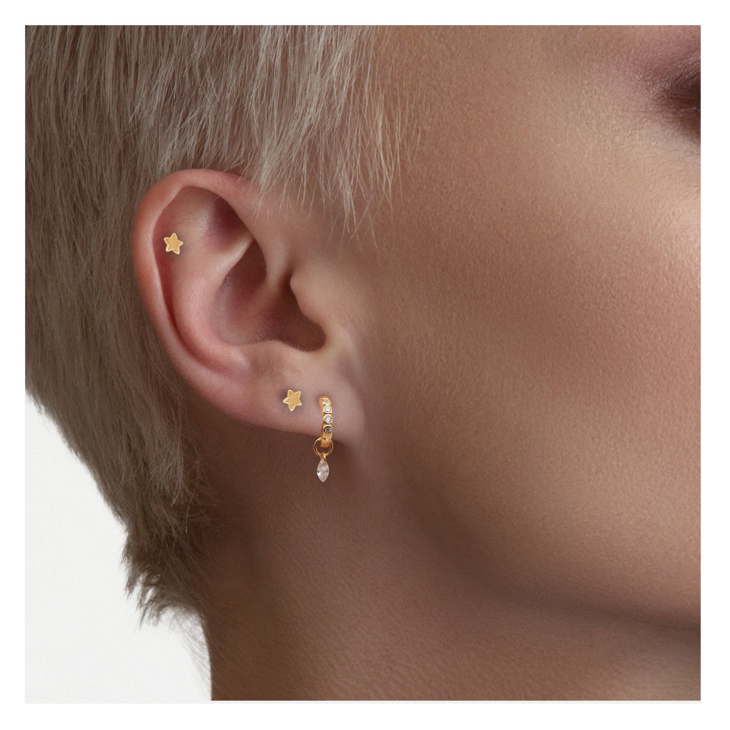 Gold PVD Steel Star Labret - Internally Threaded