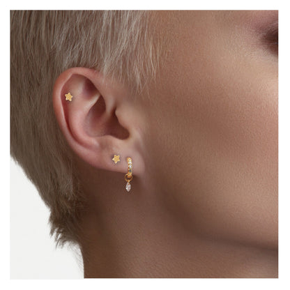 Gold PVD Steel Star Labret - Internally Threaded