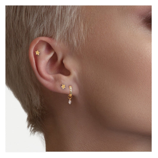 Gold PVD Steel Star Labret - Internally Threaded
