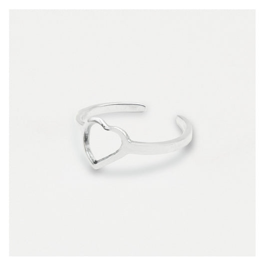 Silver Toe Ring with Cut Out Heart
