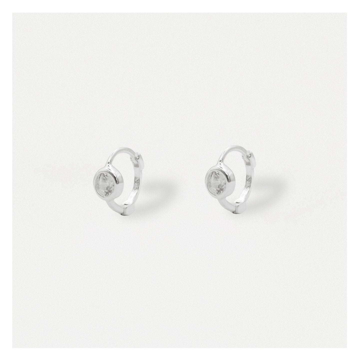 Silver Classic Bezel Gemset Hoop - 8mm
