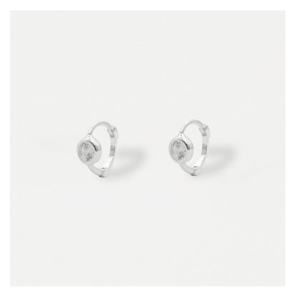 Silver Classic Bezel Gemset Hoop - 8mm
