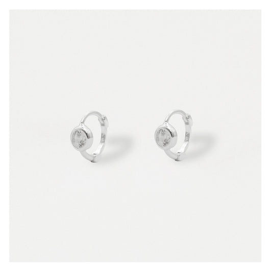 Silver Classic Bezel Gemset Hoop - 8mm