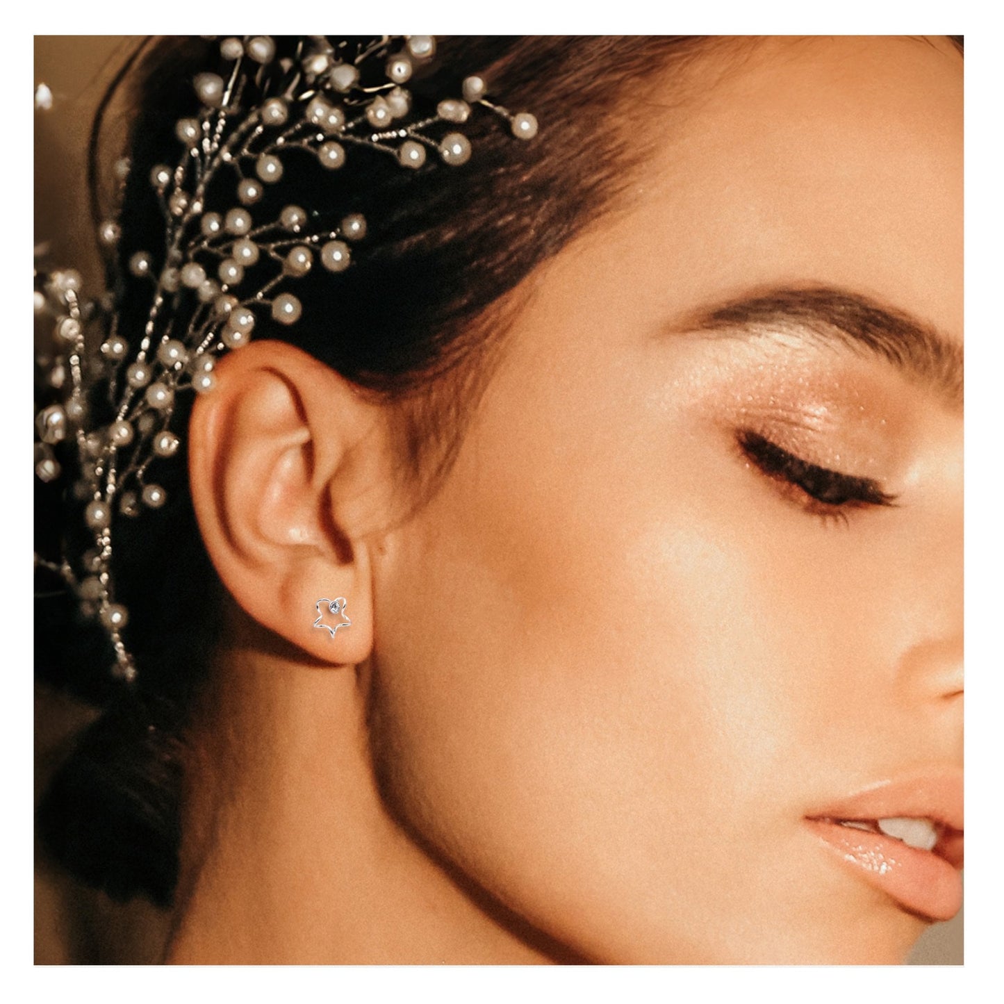 Silver Celestia Gem set Wire Studs