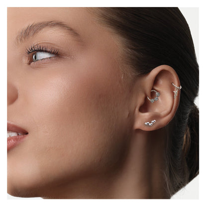 Silver Triple heart climber Studs