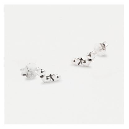 Silver Triple heart climber Studs