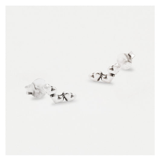Silver Triple heart climber Studs