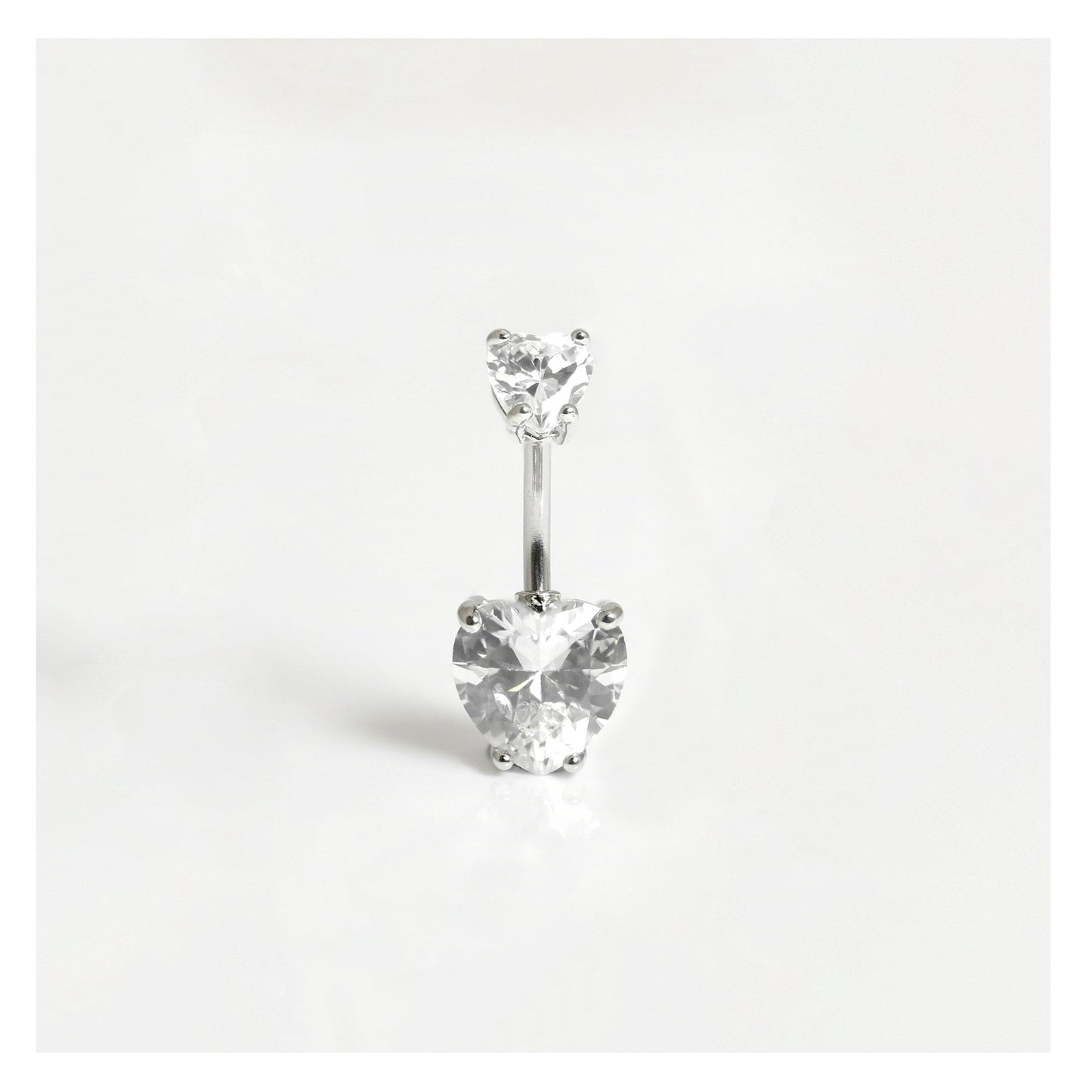 Steel Double Heart Belly Bar