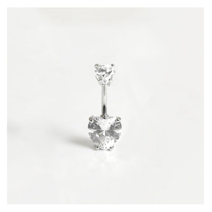 Steel Double Heart Belly Bar