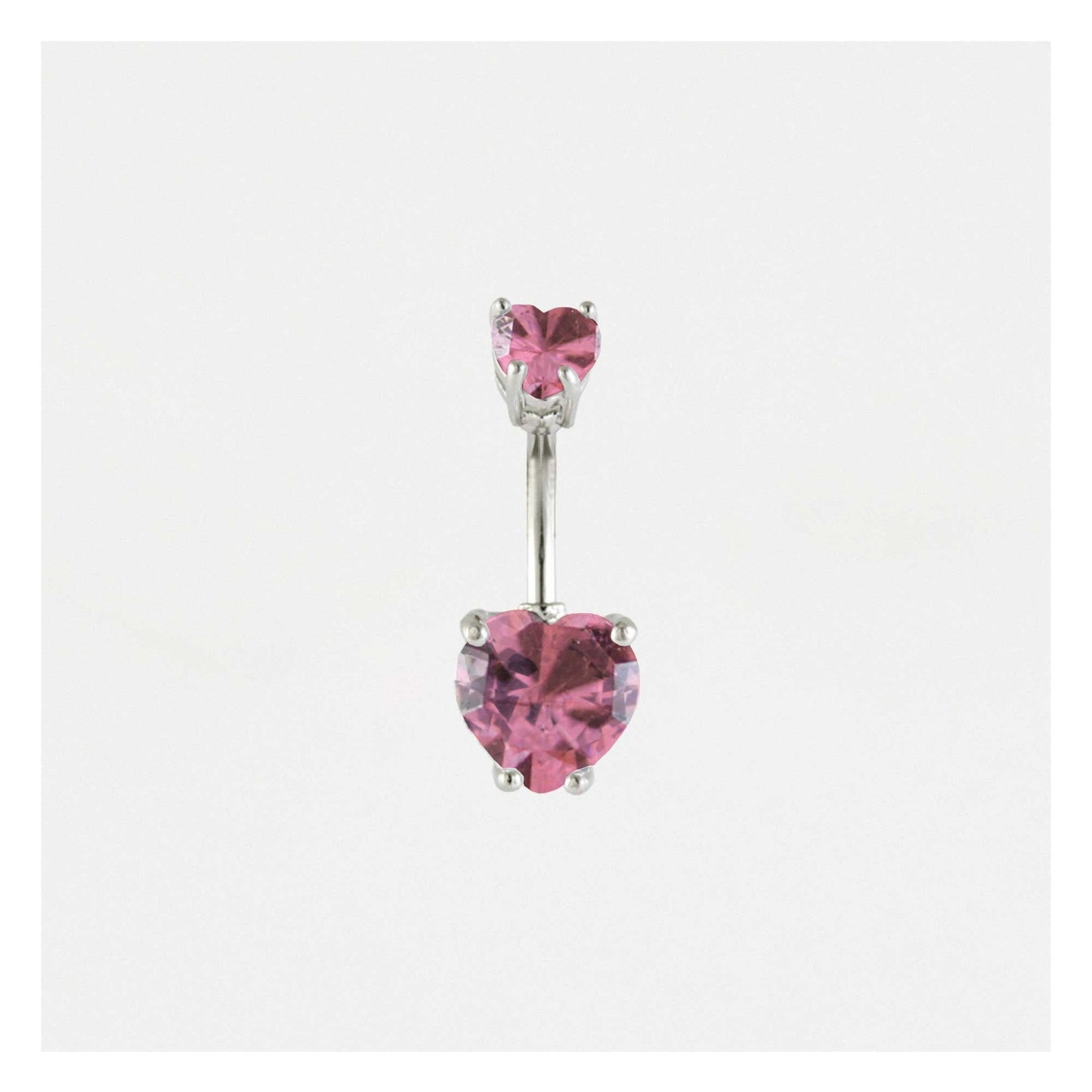 Steel Double Heart Belly Bar